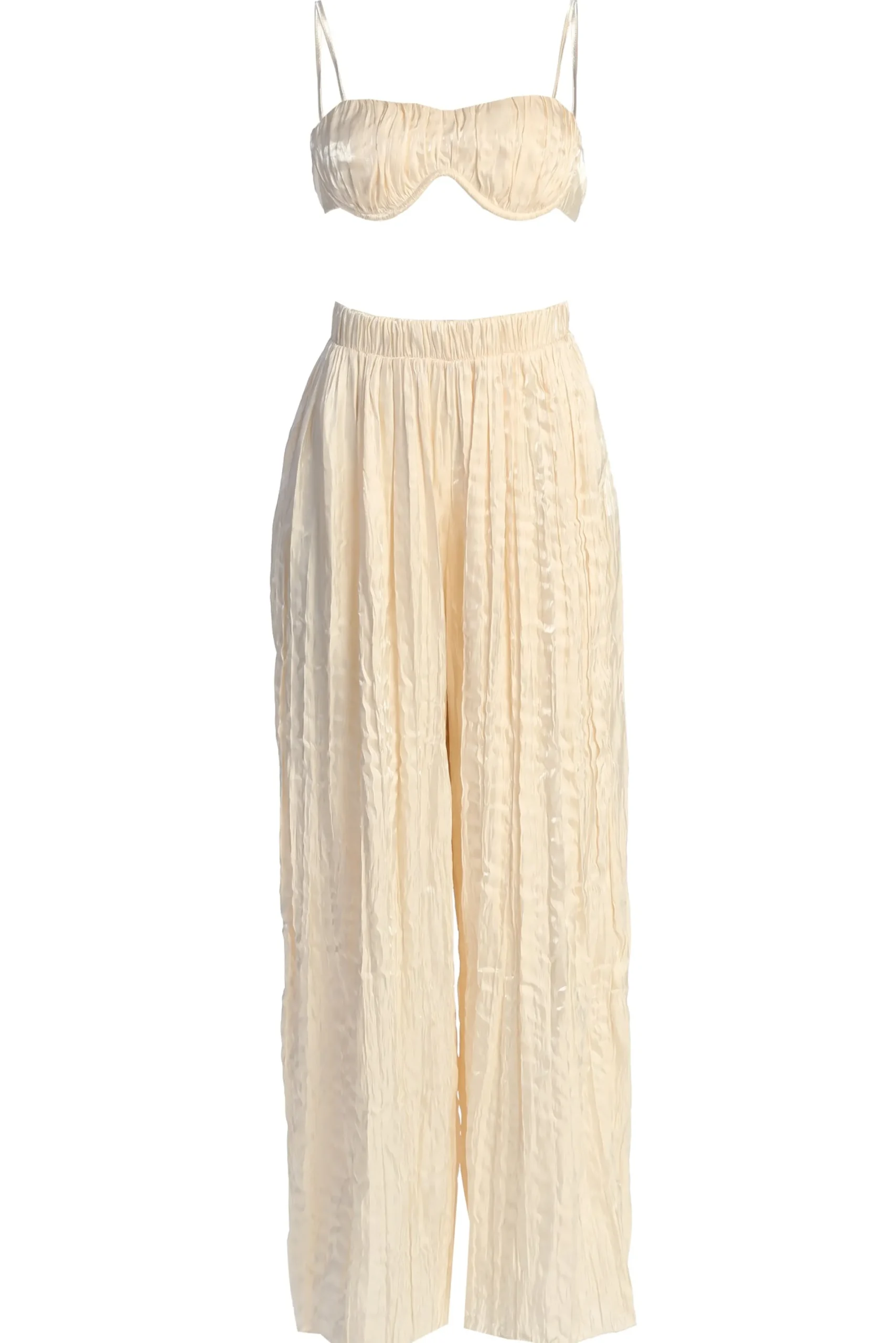 JLUXLABEL Cream Lets Get Away Satin Pant Set