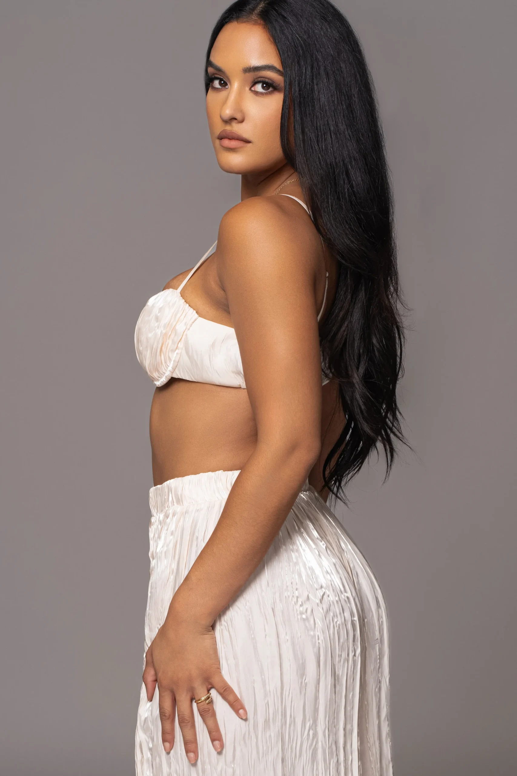 JLUXLABEL Cream Lets Get Away Satin Pant Set