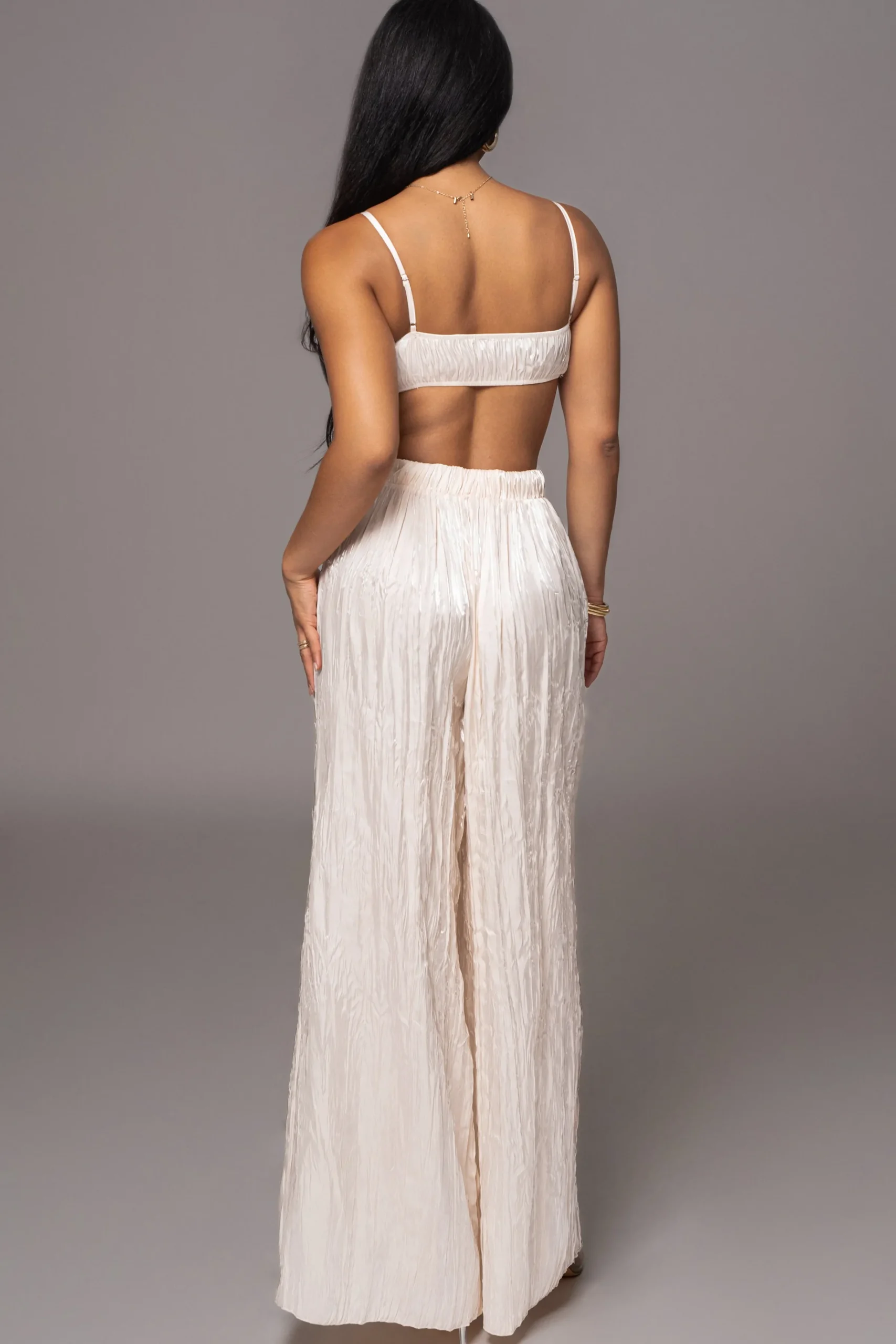 JLUXLABEL Cream Lets Get Away Satin Pant Set