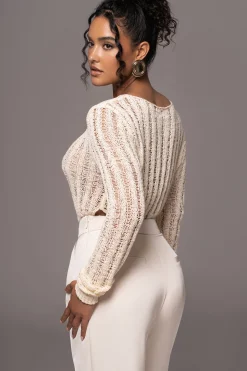JLUXLABEL Cream Natalya Rib Knit Top