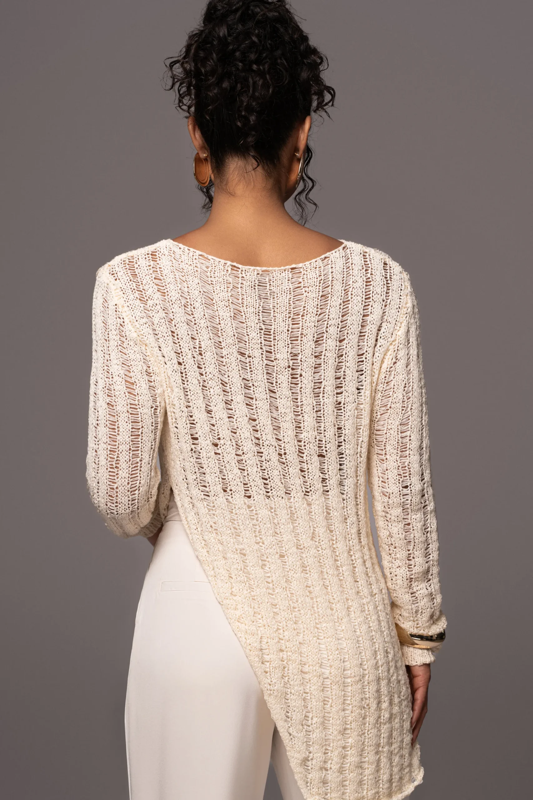 JLUXLABEL Cream Natalya Rib Knit Top