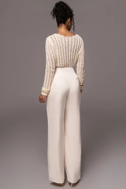 JLUXLABEL Cream Natalya Rib Knit Top