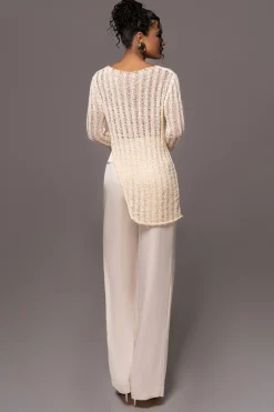 JLUXLABEL Cream Natalya Rib Knit Top