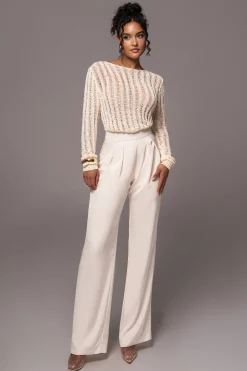 JLUXLABEL Cream Natalya Rib Knit Top