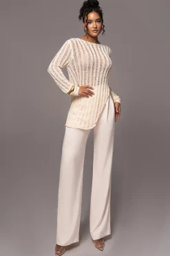 JLUXLABEL Cream Natalya Rib Knit Top