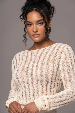 JLUXLABEL Cream Natalya Rib Knit Top