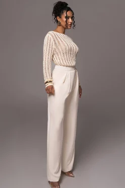 JLUXLABEL Cream Natalya Rib Knit Top