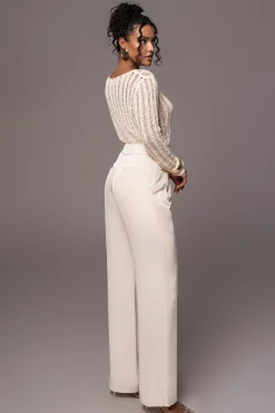 JLUXLABEL Cream Natalya Rib Knit Top