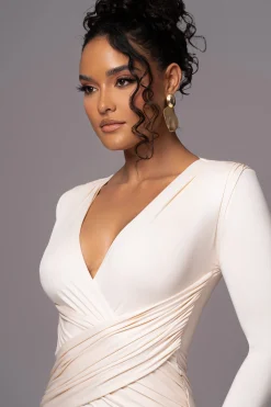 JLUXLABEL Cream Rowan Plunge Maxi Dress