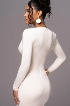 JLUXLABEL Cream Rowan Plunge Maxi Dress