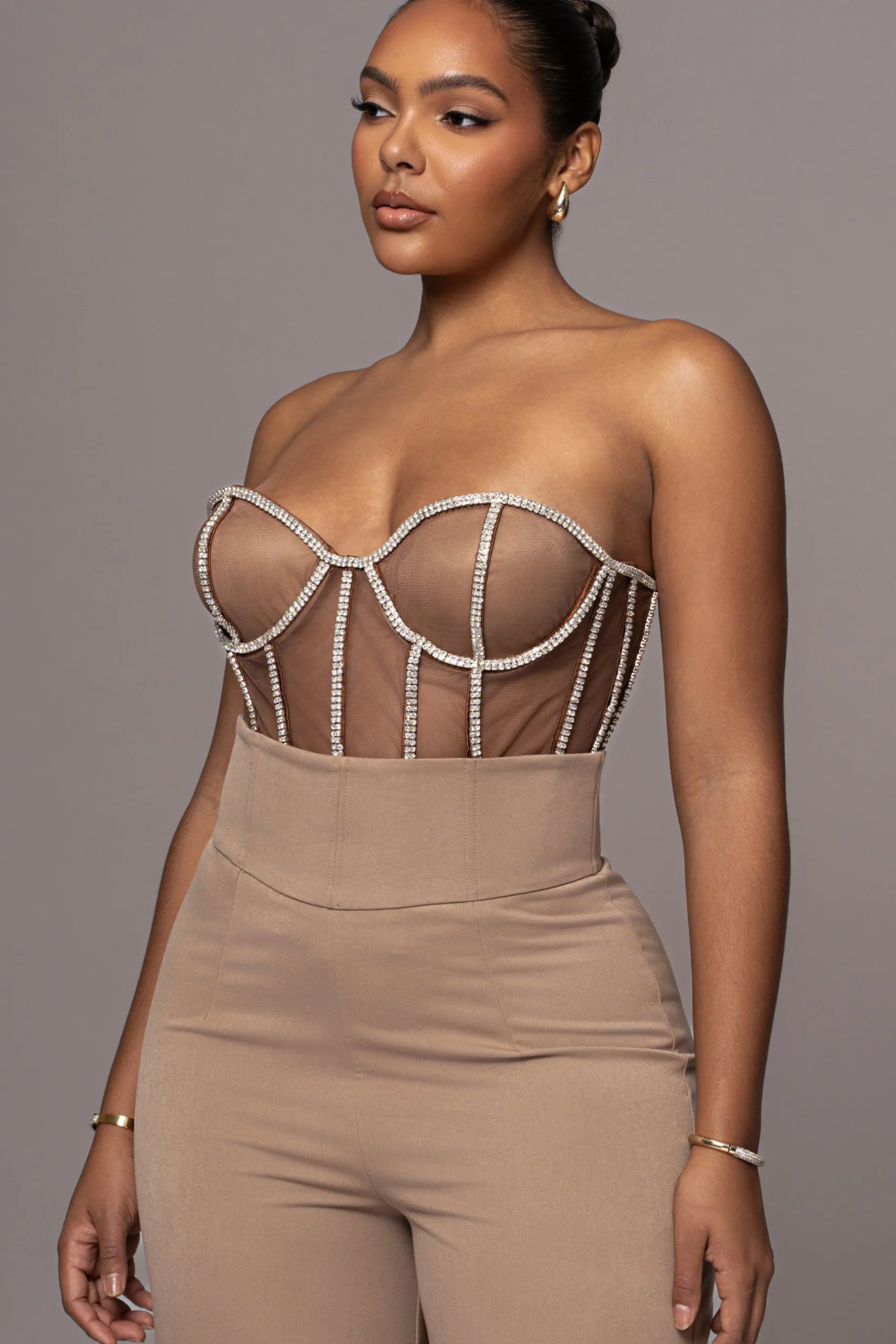 JLUXLABEL Dark Limited Edition Rhinestone Crystal Corset