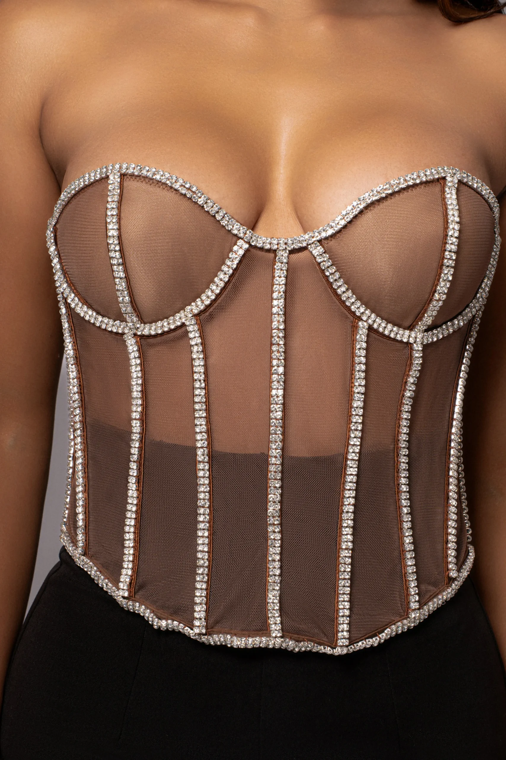 JLUXLABEL Dark Limited Edition Rhinestone Crystal Corset