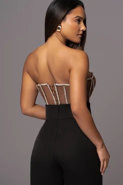 JLUXLABEL Dark Limited Edition Rhinestone Crystal Corset