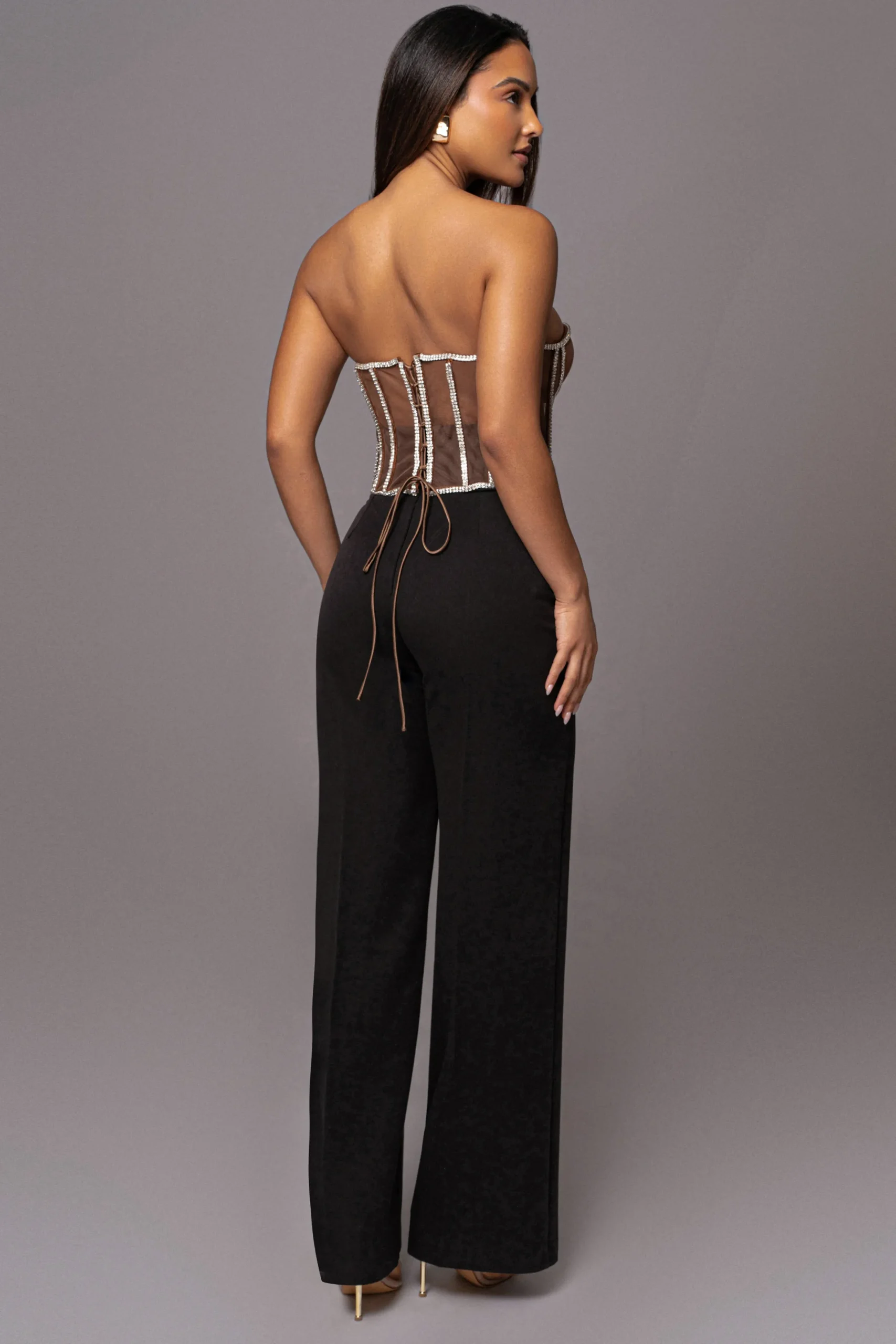 JLUXLABEL Dark Limited Edition Rhinestone Crystal Corset