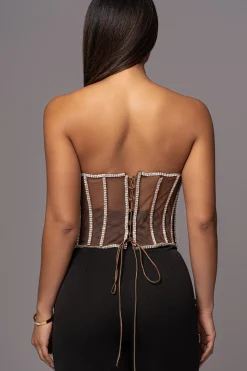 JLUXLABEL Dark Limited Edition Rhinestone Crystal Corset