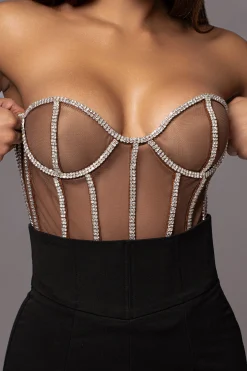 JLUXLABEL Dark Limited Edition Rhinestone Crystal Corset