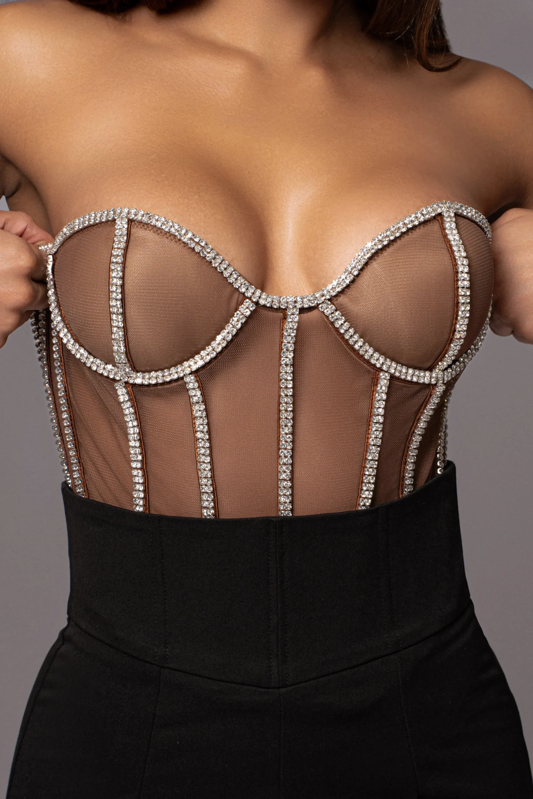 JLUXLABEL Dark Limited Edition Rhinestone Crystal Corset
