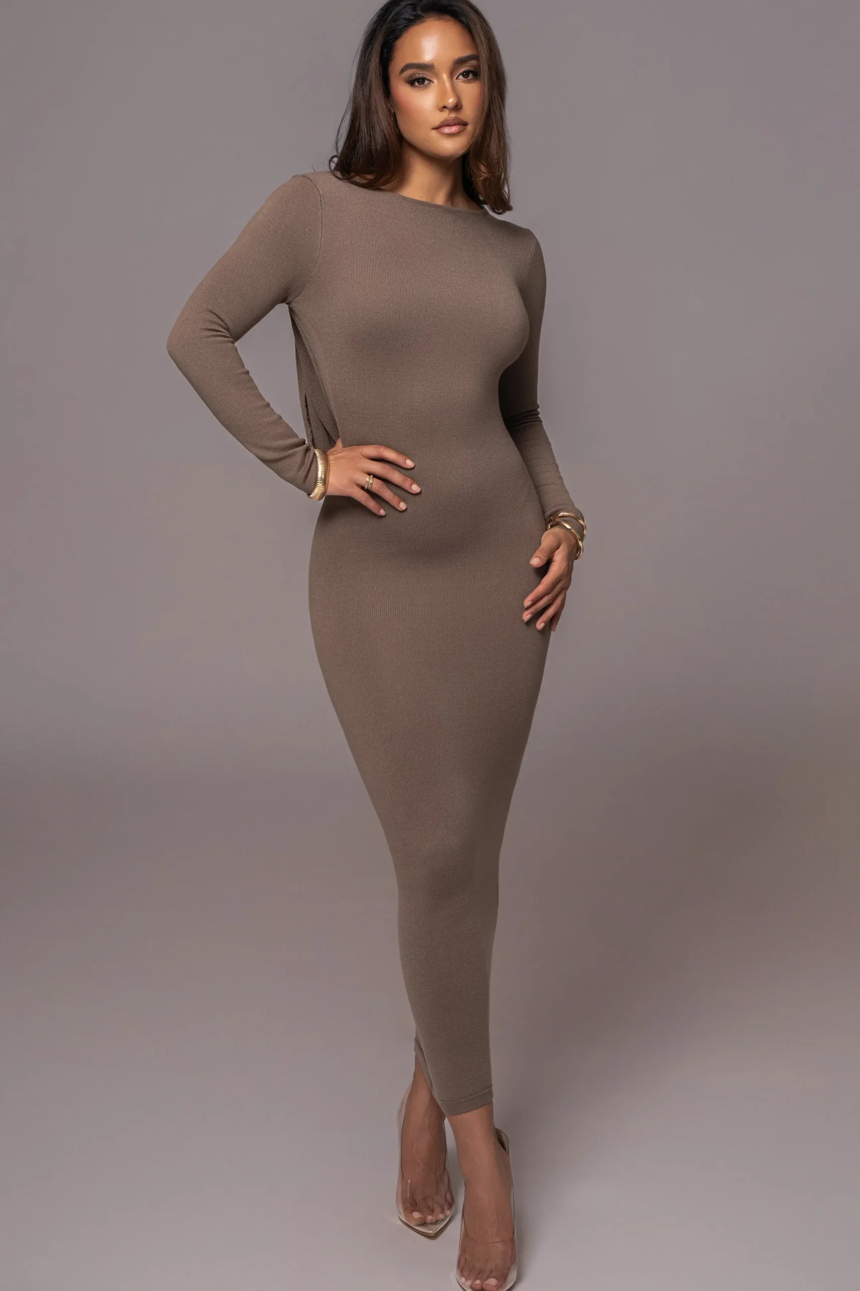 JLUXLABEL Deep Olive Heavenly Knit Maxi Dress