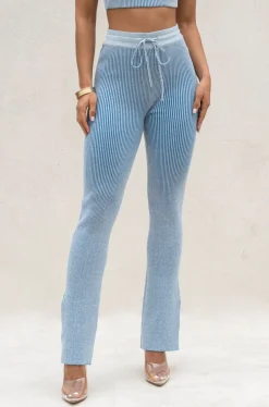 JLUXLABEL Denim/White Faya Ribbed Pants