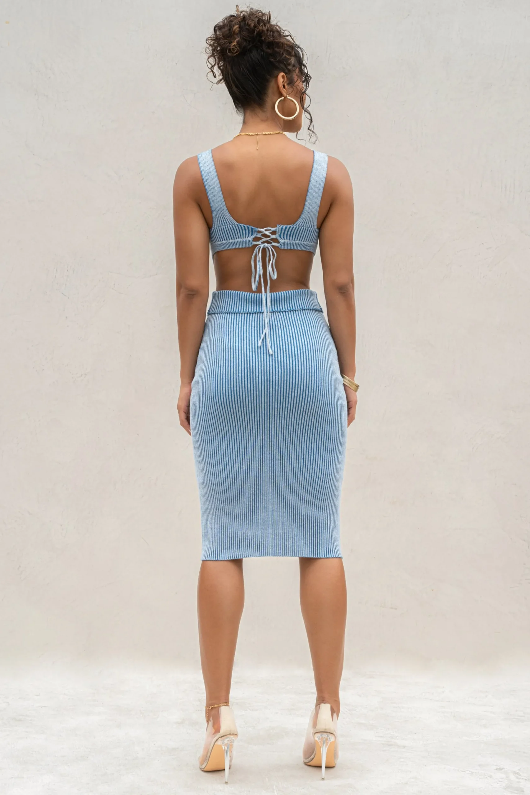 JLUXLABEL Denim/White Over The Top Skirt