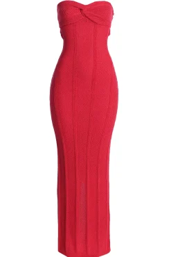 JLUXLABEL Fuchsia Blanca Strapless Maxi Dress
