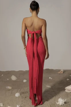 JLUXLABEL Fuchsia Blanca Strapless Maxi Dress