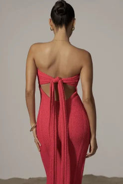 JLUXLABEL Fuchsia Blanca Strapless Maxi Dress