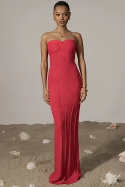 JLUXLABEL Fuchsia Blanca Strapless Maxi Dress