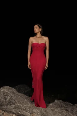 JLUXLABEL Fuchsia Blanca Strapless Maxi Dress