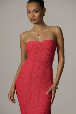 JLUXLABEL Fuchsia Blanca Strapless Maxi Dress