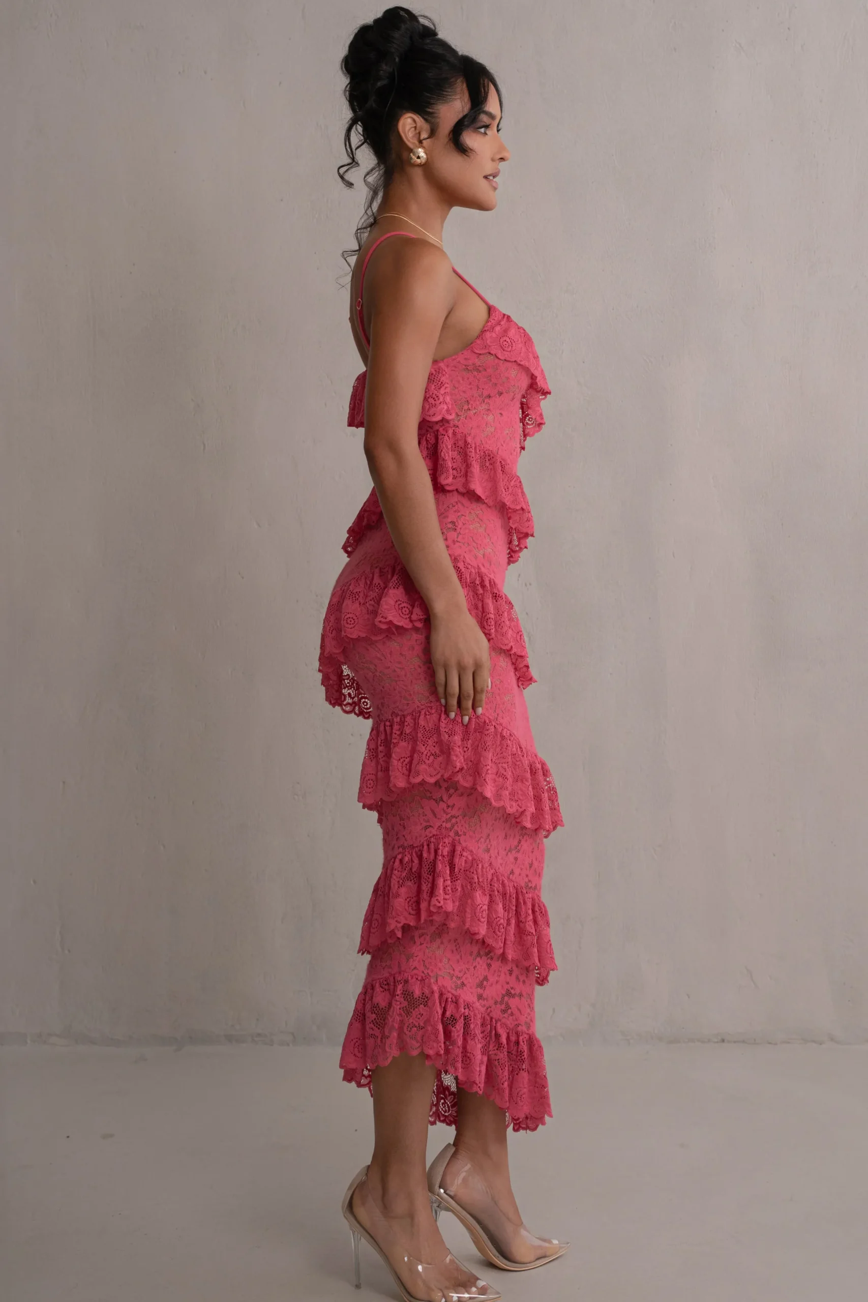 JLUXLABEL Fuchsia Feeling Of Forever Ruffle Dress