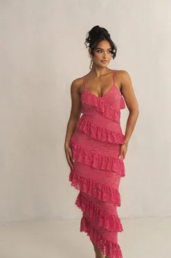 JLUXLABEL Fuchsia Feeling Of Forever Ruffle Dress