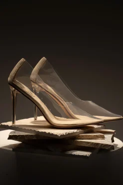 JLUXLABEL Glass Doll Clear Pumps