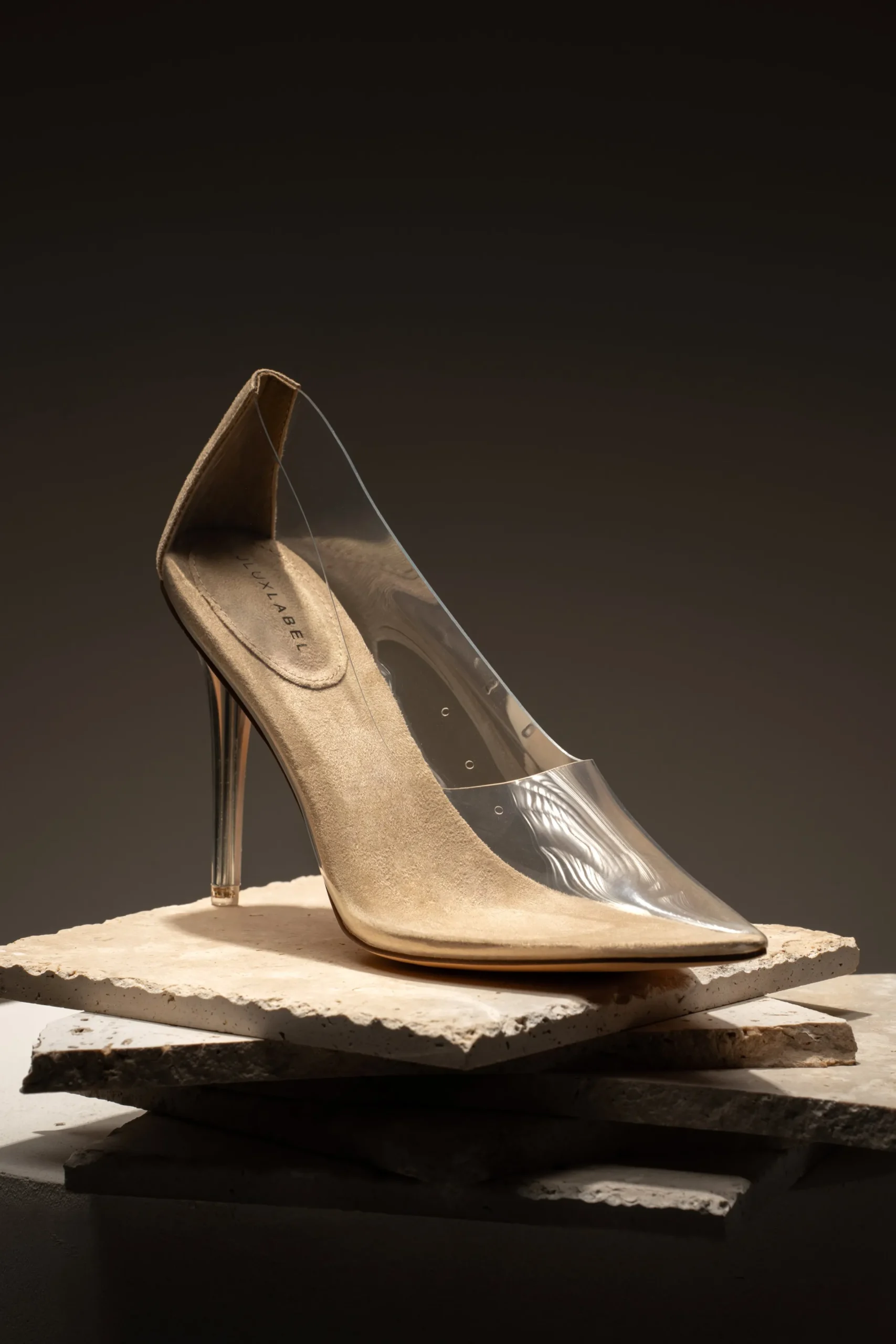 JLUXLABEL Glass Doll Clear Pumps