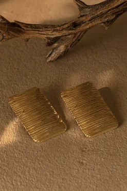 JLUXLABEL Gold Arin Rectangle Drop Earrings