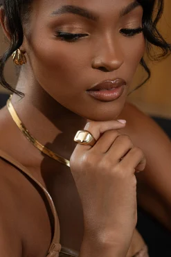 JLUXLABEL Gold Chunky Square Ring