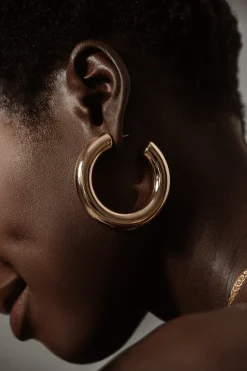 JLUXLABEL Gold Cinema Hoop Earrings