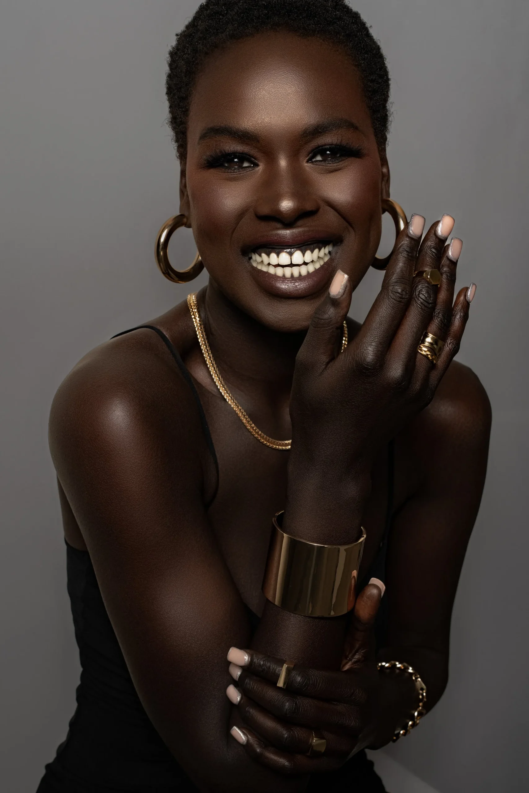 JLUXLABEL Gold Cinema Hoop Earrings