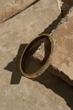 JLUXLABEL Gold Crystal Paved Hinge Bracelet
