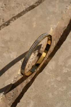 JLUXLABEL Gold Crystal Paved Hinge Bracelet