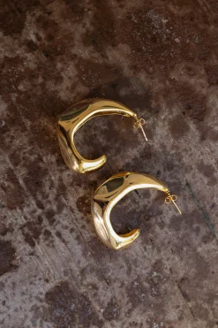 JLUXLABEL Gold Delia Open Hoop Earrings