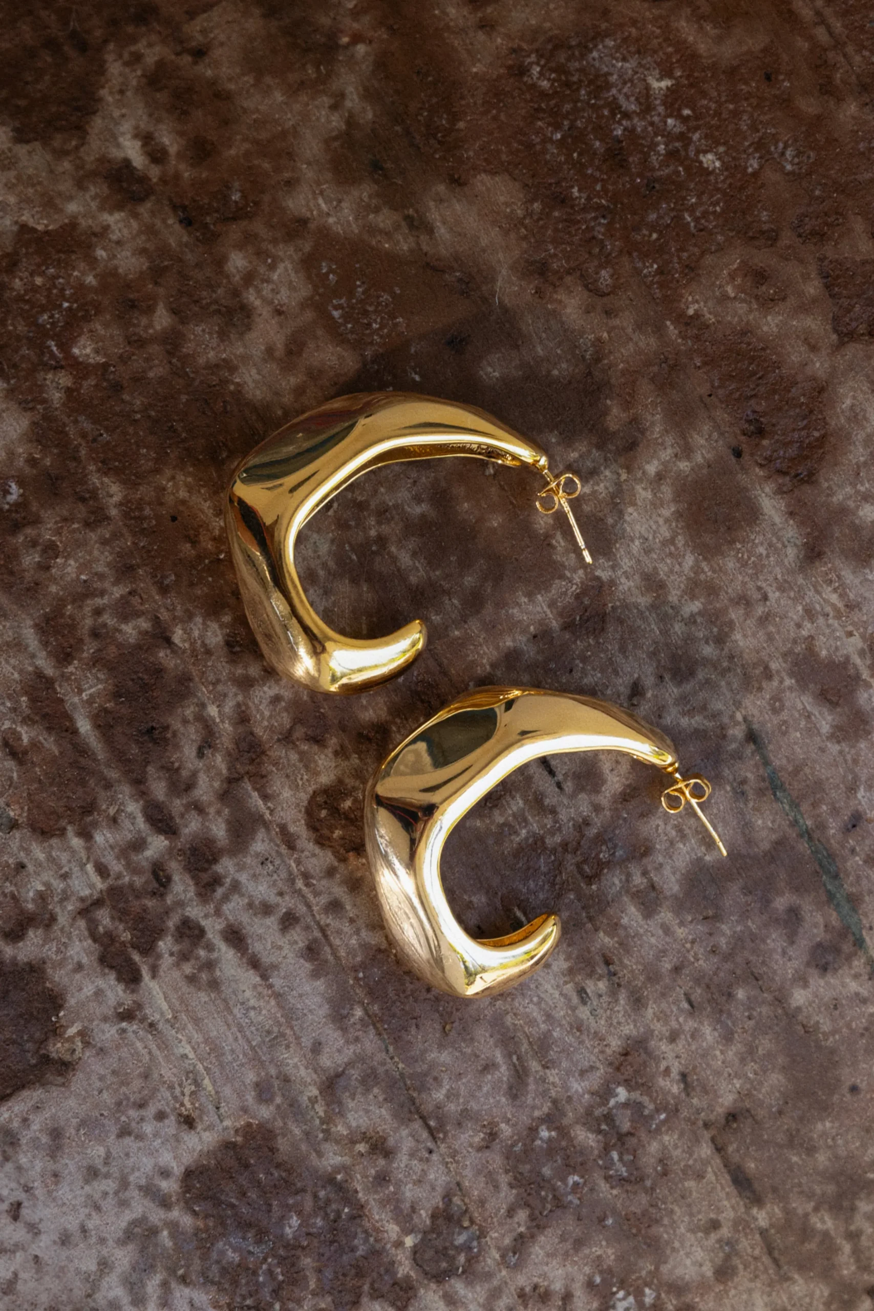 JLUXLABEL Gold Delia Open Hoop Earrings
