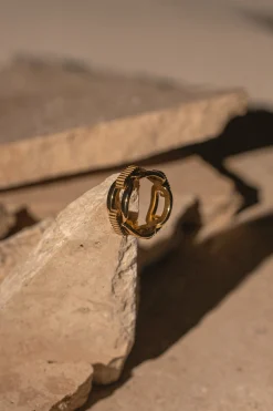 JLUXLABEL Gold Emi Chain Ring