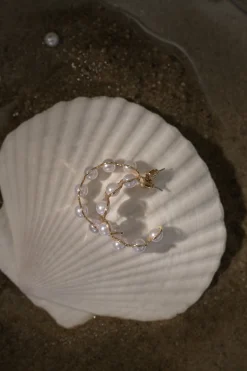 JLUXLABEL Gold Enchanted Pearl Hoops