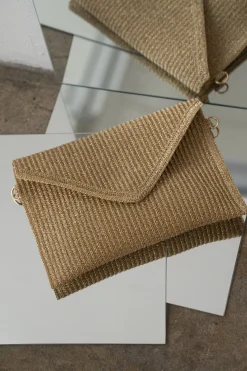 JLUXLABEL Gold Envelope Woven Clutch