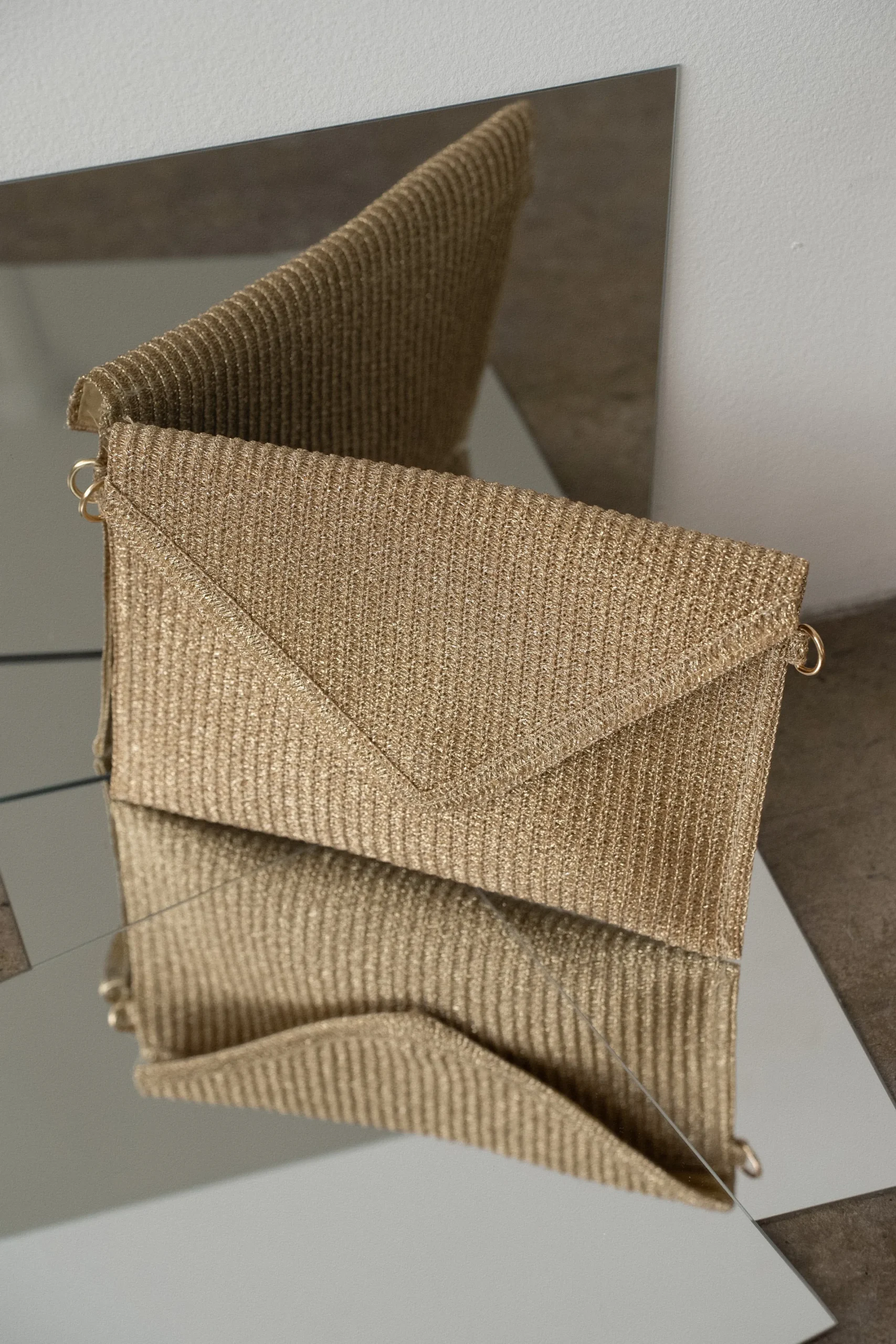 JLUXLABEL Gold Envelope Woven Clutch