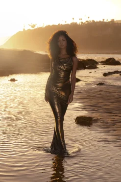 JLUXLABEL Gold First Dance Metallic Skirt Set