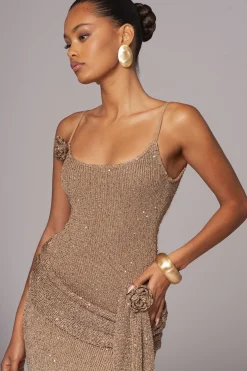JLUXLABEL Gold Golden Dusk Sequin Dress