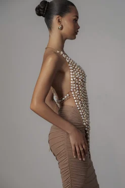 JLUXLABEL Gold Into The Sea Pearl Top