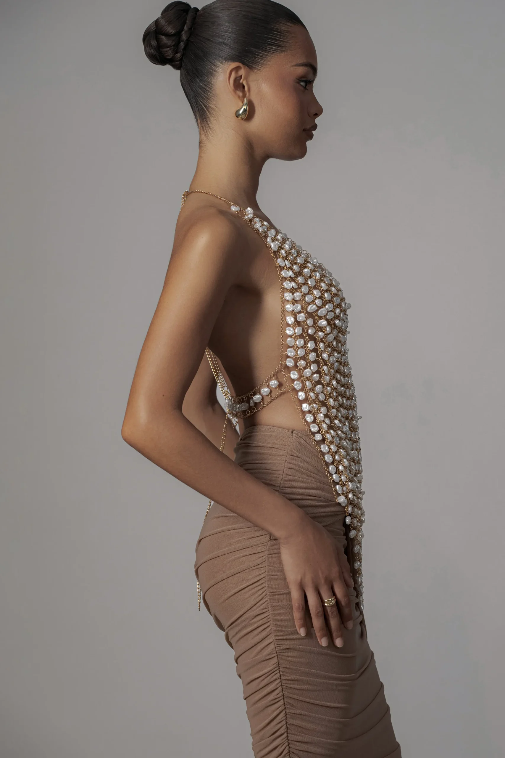 JLUXLABEL Gold Into The Sea Pearl Top
